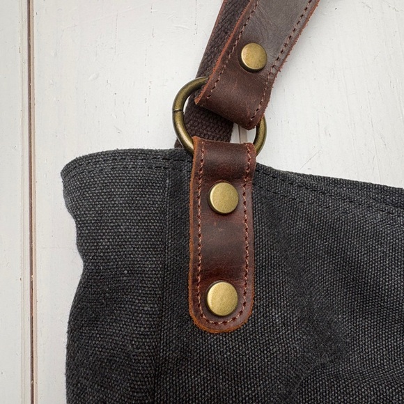 Canvas Tote/Convertible Backpack with Leather Accents - Picture 7 of 11
